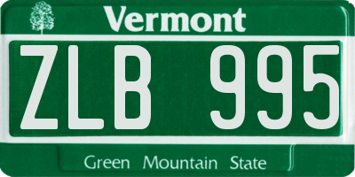 VT license plate ZLB995