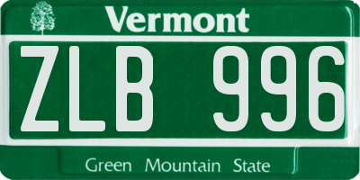 VT license plate ZLB996