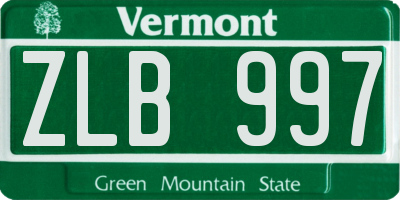 VT license plate ZLB997