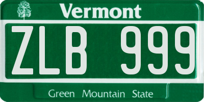 VT license plate ZLB999