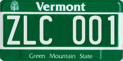 VT license plate ZLC001