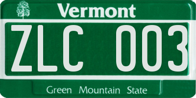 VT license plate ZLC003