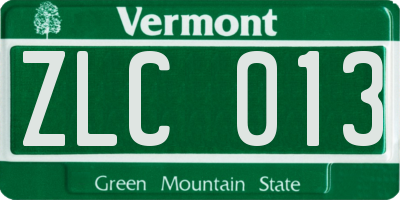 VT license plate ZLC013