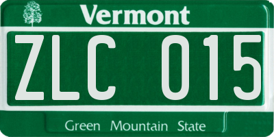 VT license plate ZLC015