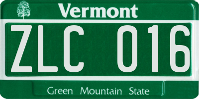 VT license plate ZLC016