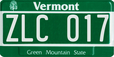 VT license plate ZLC017