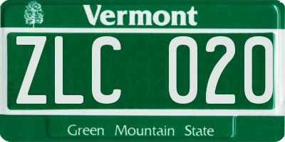 VT license plate ZLC020
