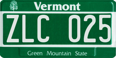 VT license plate ZLC025