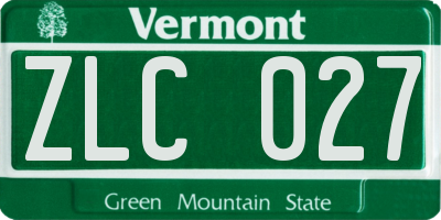 VT license plate ZLC027