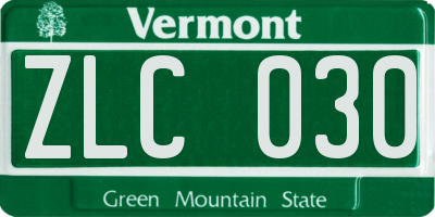 VT license plate ZLC030