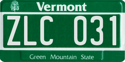 VT license plate ZLC031