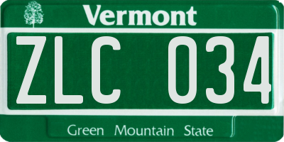 VT license plate ZLC034