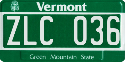 VT license plate ZLC036