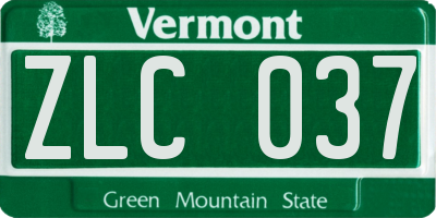 VT license plate ZLC037