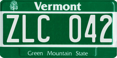 VT license plate ZLC042
