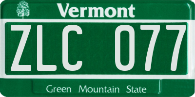 VT license plate ZLC077