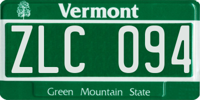VT license plate ZLC094