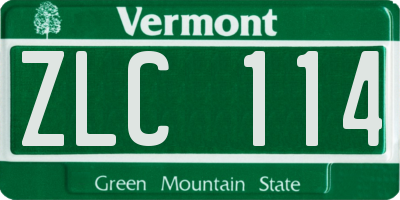 VT license plate ZLC114