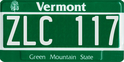 VT license plate ZLC117