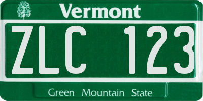 VT license plate ZLC123