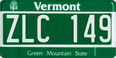 VT license plate ZLC149