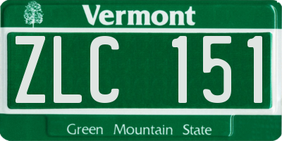 VT license plate ZLC151