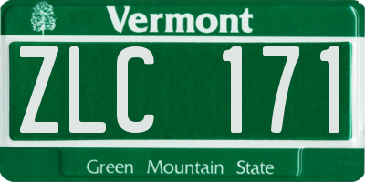 VT license plate ZLC171