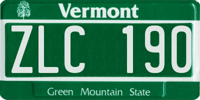 VT license plate ZLC190