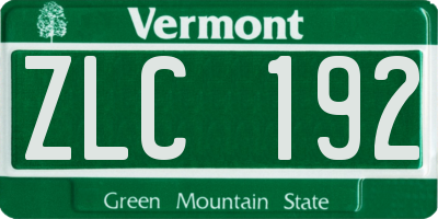 VT license plate ZLC192