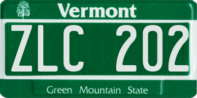 VT license plate ZLC202