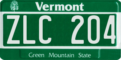 VT license plate ZLC204