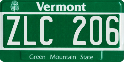 VT license plate ZLC206