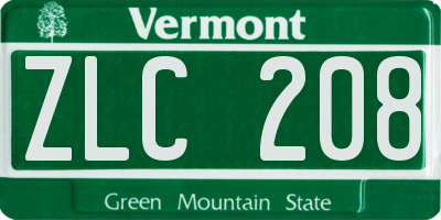VT license plate ZLC208
