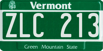VT license plate ZLC213