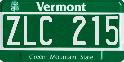 VT license plate ZLC215