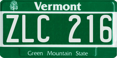 VT license plate ZLC216