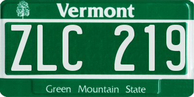 VT license plate ZLC219