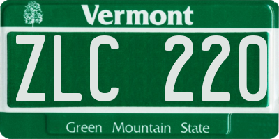 VT license plate ZLC220