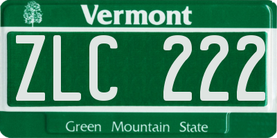 VT license plate ZLC222