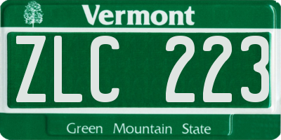 VT license plate ZLC223