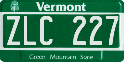 VT license plate ZLC227