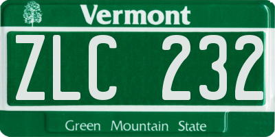 VT license plate ZLC232