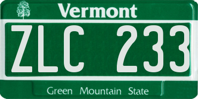 VT license plate ZLC233