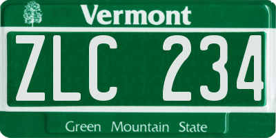 VT license plate ZLC234
