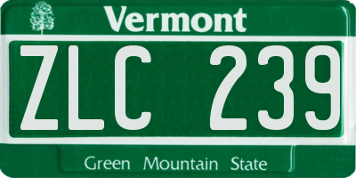 VT license plate ZLC239
