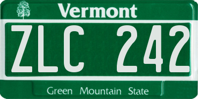 VT license plate ZLC242
