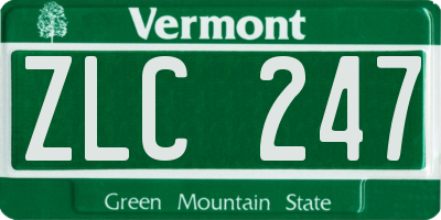 VT license plate ZLC247