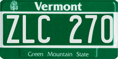 VT license plate ZLC270