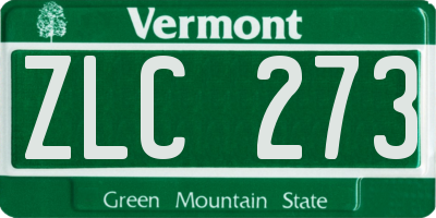 VT license plate ZLC273