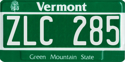 VT license plate ZLC285
